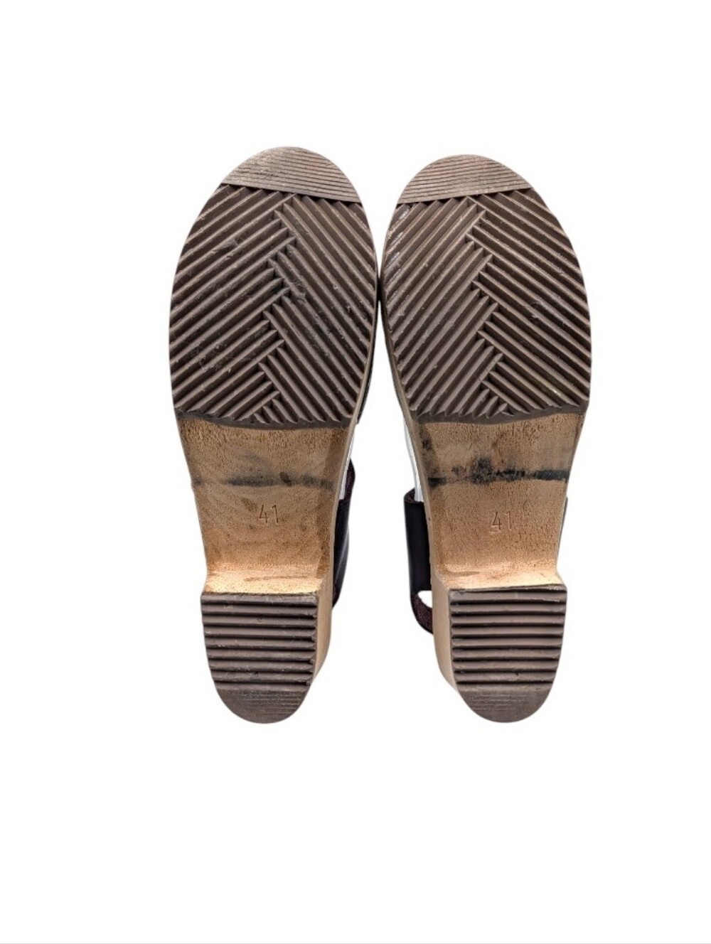Lotta Stockholm Eggplant Color  Leather T-Strap Wood Clogs EU 41 US 9.5   S4223 - Picture 11 of 13